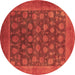 Round Oriental Brown Industrial Rug, urb1554brn