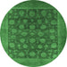 Round Oriental Emerald Green Industrial Rug, urb1554emgrn