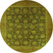 Round Oriental Green Industrial Rug, urb1554grn