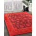 Mid-Century Modern Red Oriental Rug in Family Room, urb1554