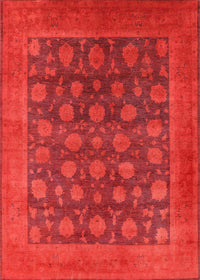 Machine Washable Industrial Modern Red Rug, wshurb1554