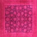 Square Machine Washable Oriental Pink Industrial Rug, wshurb1554pnk