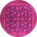 Round Machine Washable Oriental Purple Industrial Area Rugs, wshurb1554pur