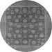 Round Machine Washable Oriental Gray Industrial Rug, wshurb1554gry