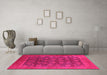 Machine Washable Oriental Pink Industrial Rug in a Living Room, wshurb1554pnk