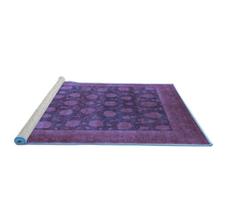 Sideview of Machine Washable Oriental Blue Industrial Rug, wshurb1554blu
