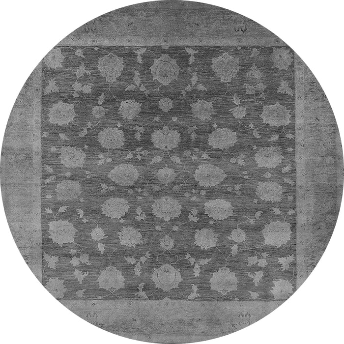 Round Oriental Gray Industrial Rug, urb1554gry