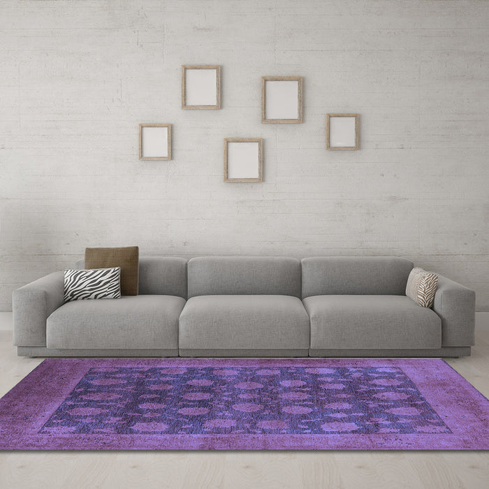 Machine Washable Oriental Blue Industrial Rug in a Living Room, wshurb1554blu