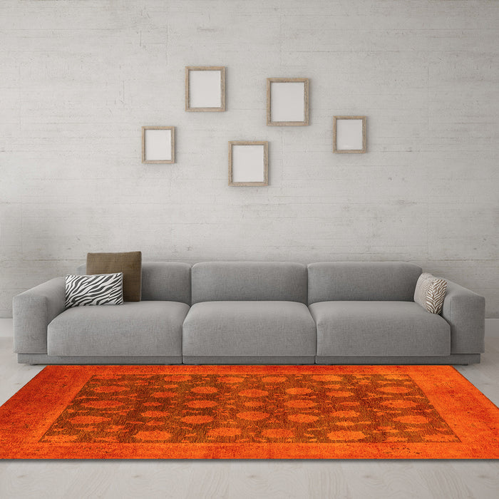 Machine Washable Oriental Yellow Industrial Rug in a Living Room, wshurb1554yw