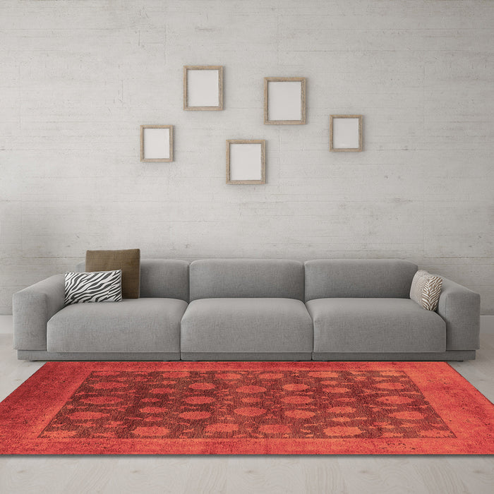 Machine Washable Oriental Brown Industrial Rug in a Living Room,, wshurb1554brn