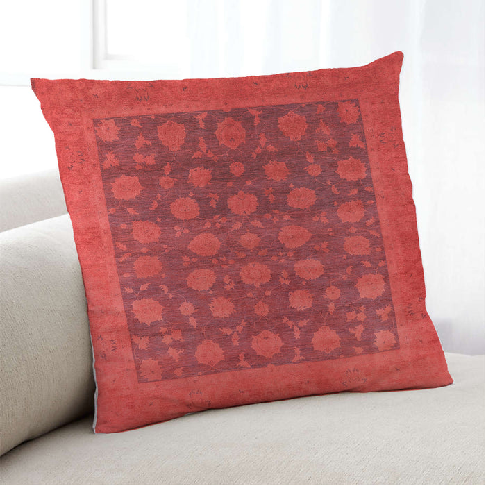 Lifestyle Image of Mid-Century Modern Urban Square Red Throw Pillow, 18 inch by 18 inch, pwurb1554