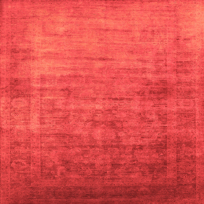 Square Machine Washable Oriental Orange Industrial Area Rugs, wshurb1555org