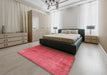 Mid-Century Modern Red Oriental Rug in a Bedroom, urb1555