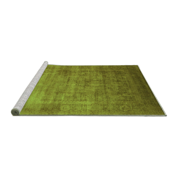 Sideview of Machine Washable Oriental Green Industrial Area Rugs, wshurb1555grn