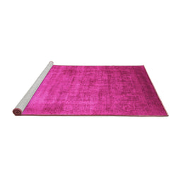 Sideview of Machine Washable Oriental Pink Industrial Rug, wshurb1555pnk