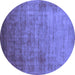 Round Oriental Blue Industrial Rug, urb1555blu