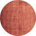 Round Oriental Brown Industrial Rug, urb1555brn