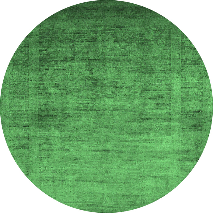 Round Oriental Emerald Green Industrial Rug, urb1555emgrn