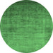 Round Oriental Emerald Green Industrial Rug, urb1555emgrn