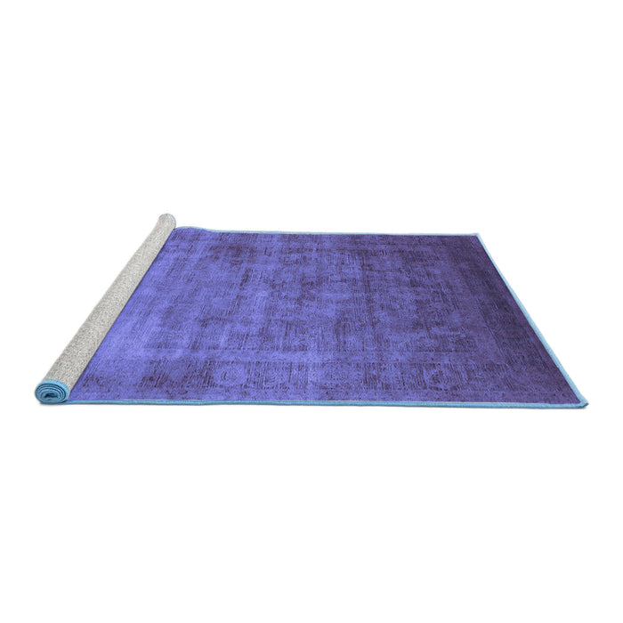 Sideview of Machine Washable Oriental Blue Industrial Rug, wshurb1555blu