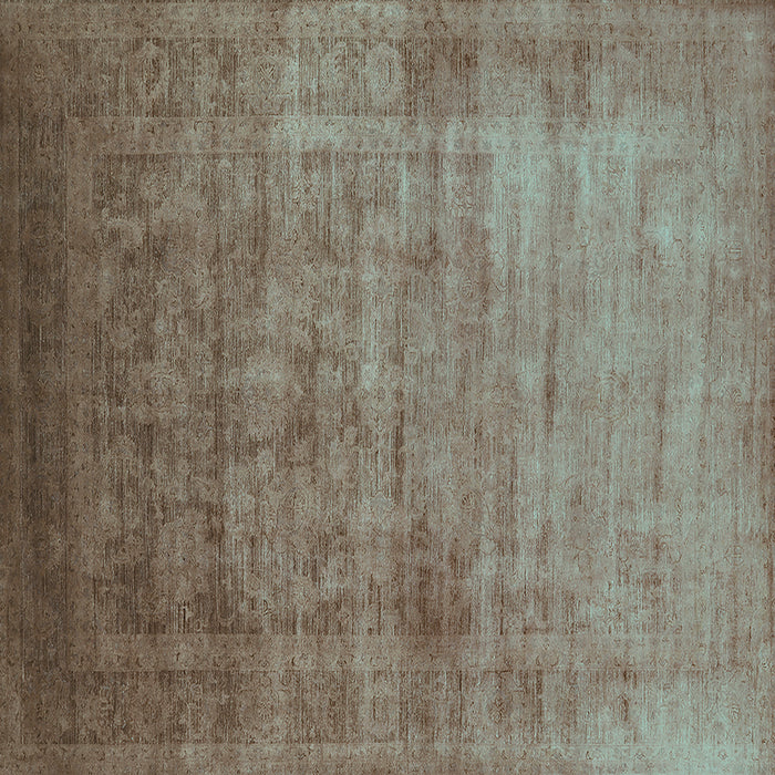 Square Machine Washable Oriental Turquoise Industrial Area Rugs, wshurb1555turq