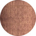 Round Oriental Brown Industrial Rug, urb1556brn