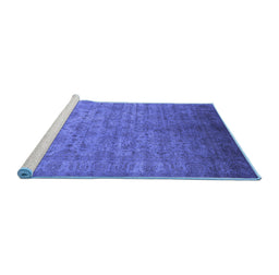 Sideview of Machine Washable Oriental Blue Industrial Rug, wshurb1556blu