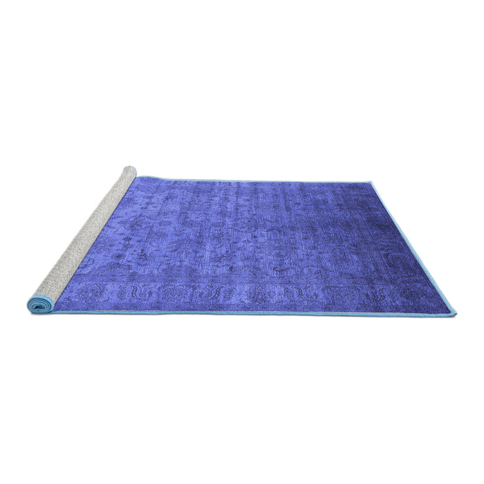 Sideview of Machine Washable Oriental Blue Industrial Rug, wshurb1556blu