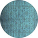 Round Oriental Turquoise Industrial Rug, urb1556turq