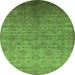 Round Oriental Green Industrial Rug, urb1556grn