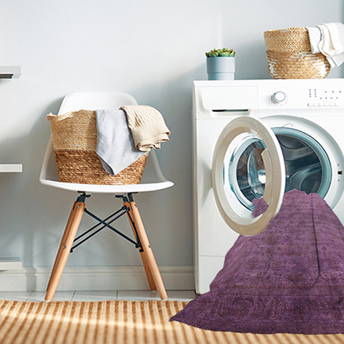 Machine Washable Industrial Modern Deep Mauve Purple Rug in a Washing Machine, wshurb1556