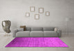 Machine Washable Oriental Pink Industrial Rug in a Living Room, wshurb1556pnk