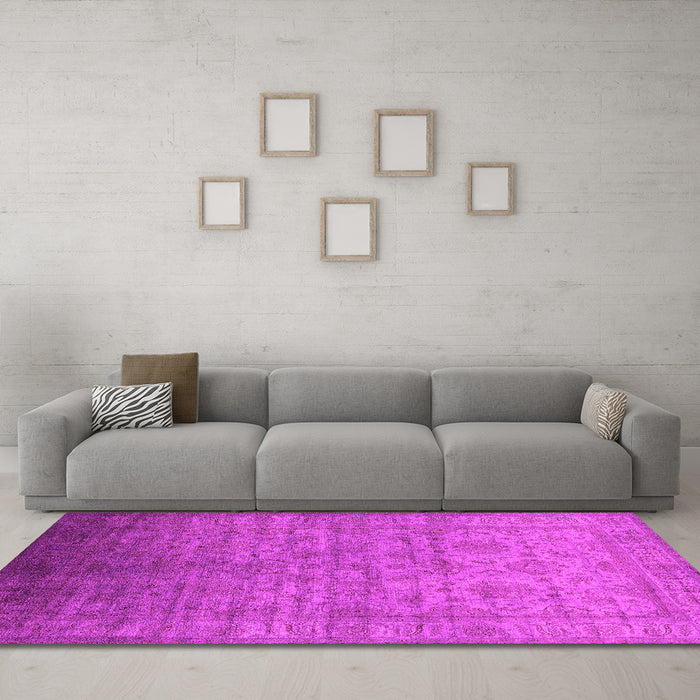 Machine Washable Oriental Pink Industrial Rug in a Living Room, wshurb1556pnk