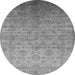 Round Machine Washable Oriental Gray Industrial Rug, wshurb1556gry