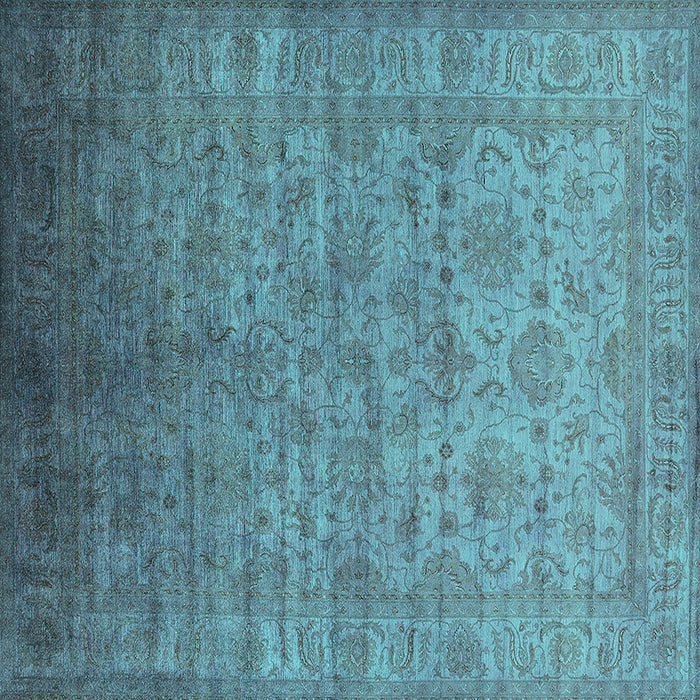 Square Oriental Turquoise Industrial Rug, urb1556turq