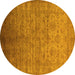 Round Machine Washable Oriental Yellow Industrial Rug, wshurb1556yw