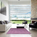 Square Machine Washable Industrial Modern Deep Mauve Purple Rug in a Living Room, wshurb1556