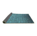 Sideview of Oriental Turquoise Industrial Rug, urb1556turq