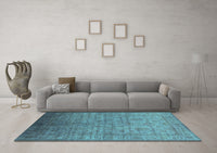 Machine Washable Oriental Turquoise Industrial Rug, wshurb1556turq