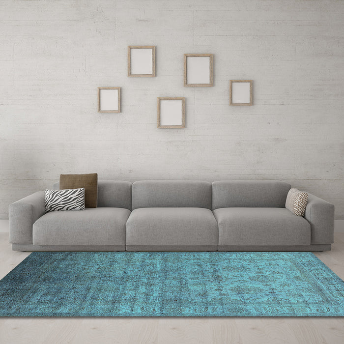 Machine Washable Oriental Turquoise Industrial Area Rugs in a Living Room,, wshurb1556turq