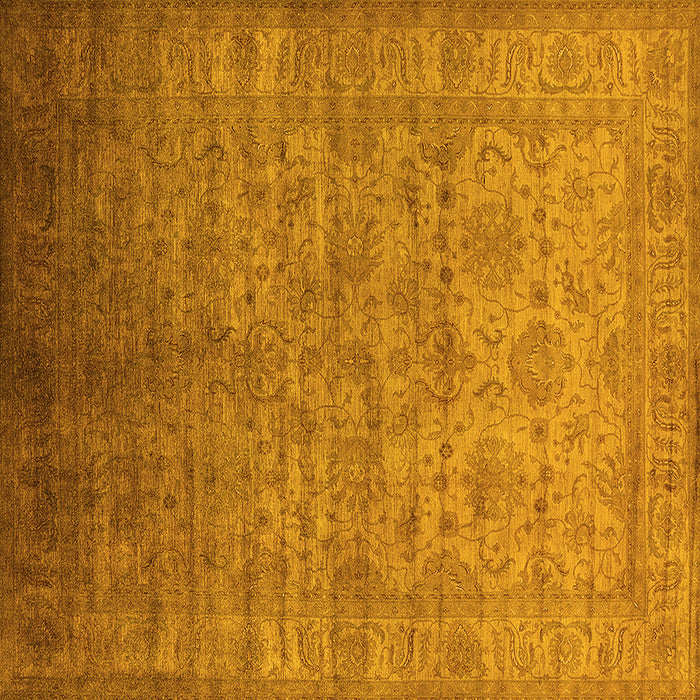 Square Machine Washable Oriental Yellow Industrial Rug, wshurb1556yw