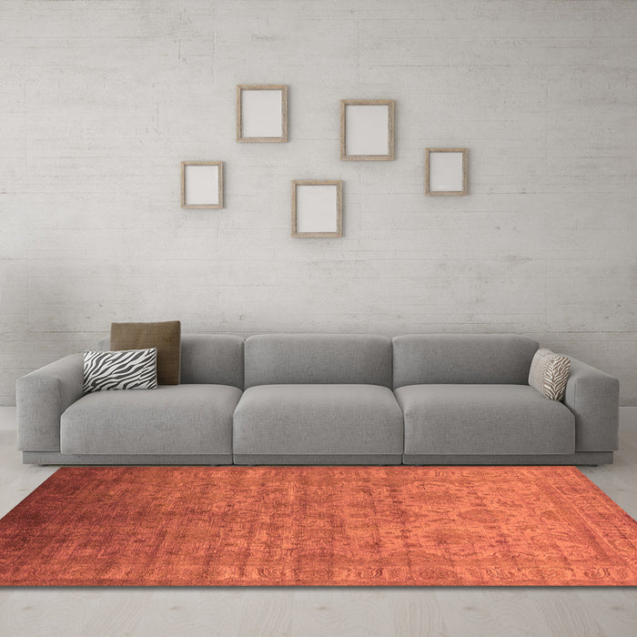Machine Washable Oriental Orange Industrial Area Rugs in a Living Room, wshurb1556org