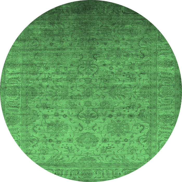 Round Oriental Emerald Green Industrial Rug, urb1556emgrn