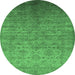 Round Oriental Emerald Green Industrial Rug, urb1556emgrn