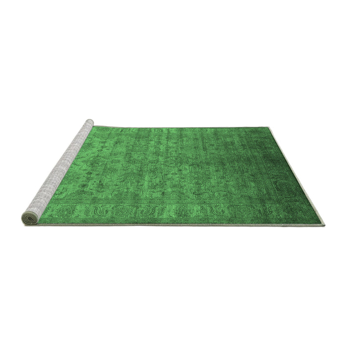 Sideview of Machine Washable Oriental Emerald Green Industrial Area Rugs, wshurb1556emgrn