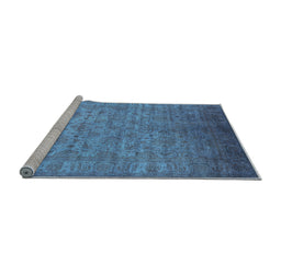 Sideview of Machine Washable Oriental Light Blue Industrial Rug, wshurb1556lblu
