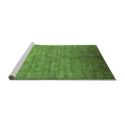 Sideview of Machine Washable Oriental Green Industrial Area Rugs, wshurb1556grn