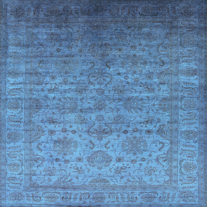 Square Machine Washable Oriental Light Blue Industrial Rug, wshurb1556lblu
