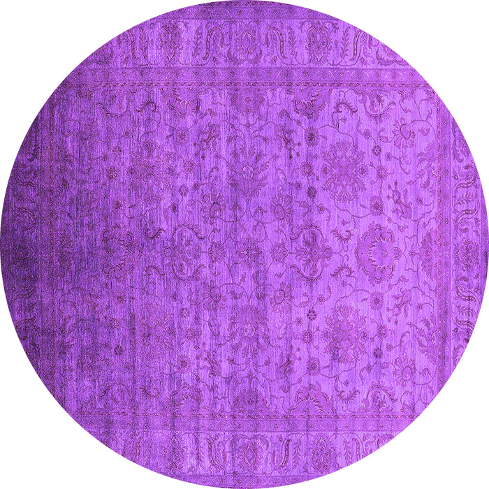 Round Machine Washable Oriental Purple Industrial Area Rugs, wshurb1556pur