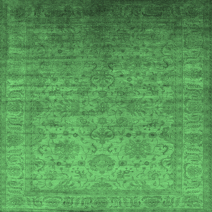 Square Machine Washable Oriental Emerald Green Industrial Area Rugs, wshurb1556emgrn